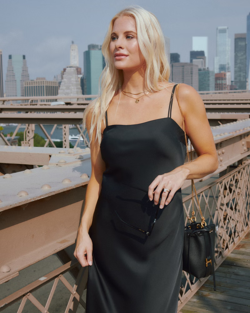 Satin Slip Midi Dress | Abercrombie & Fitch (US)