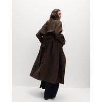 M&S Double Breasted Longline Suedette Trench Coat - 20 - Chocolate, Chocolate | Marks & Spencer IE