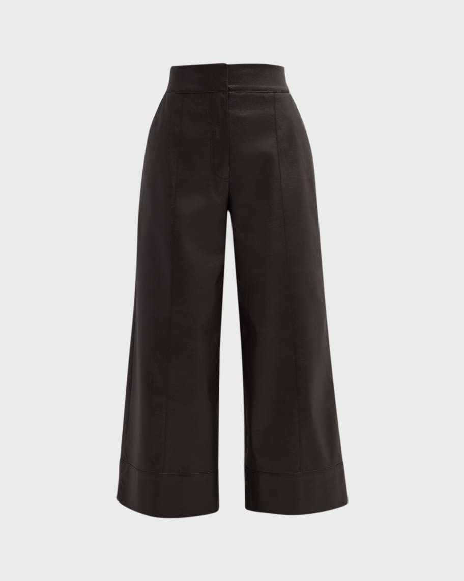 Odele Cropped Wide-Leg Vegan Leather Pants | Neiman Marcus