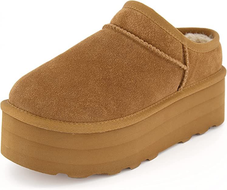 CUSHIONAIRE Women's Huggy Genuine Suede Cozy Mule Platform +Memory Foam, Wide Widths Available | Amazon (US)