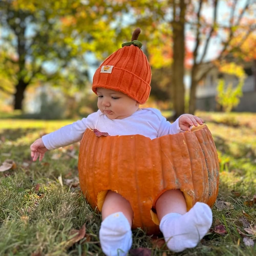 Baby Knitted Pumpkin Beanie Hat, Soft Baby Pumpkin Costume Hat for Toddlers, Autumn, Halloween, T... | Amazon (US)