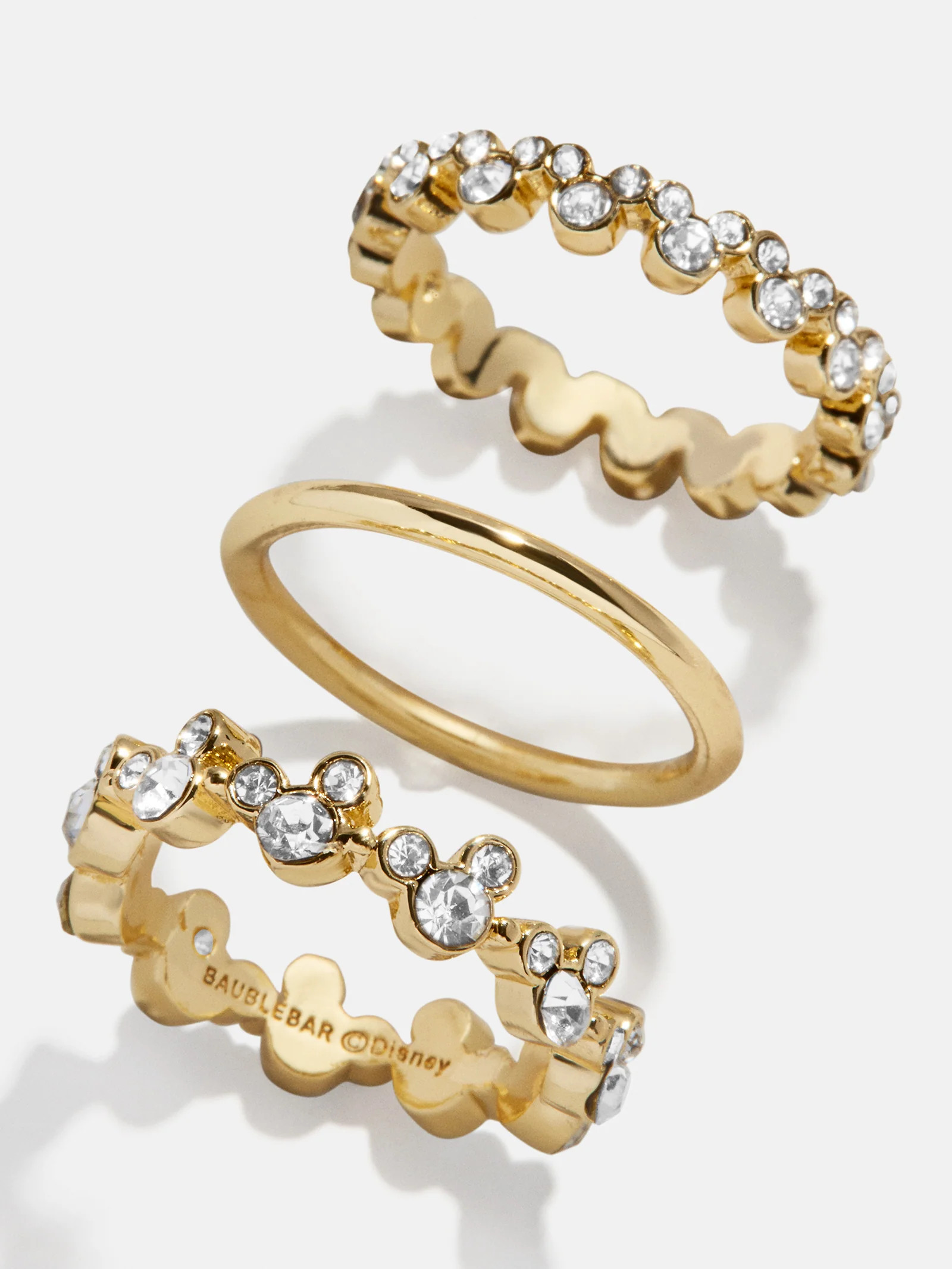 Disney Mickey Mouse Ring Set - Gold/Pavé | BaubleBar