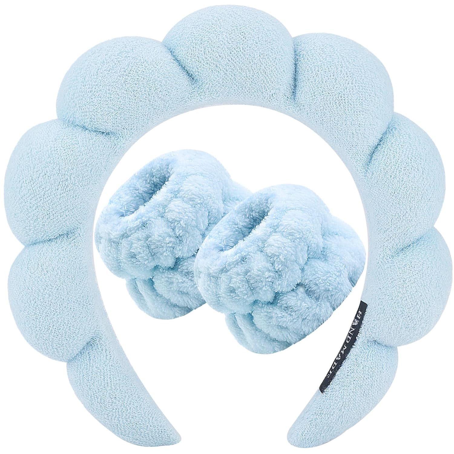 Zkptops Spa Headband for Washing Face Wristband Set Sponge Makeup Face Wash Blue Headband Wrist T... | Amazon (US)