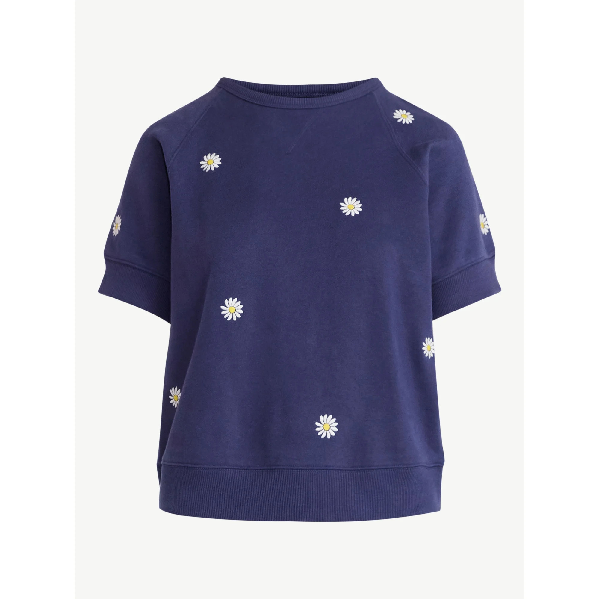 Free Assembly Women's Raglan Sweatshirt with Short Sleeves, Sizes XS-XXL | Walmart (US)