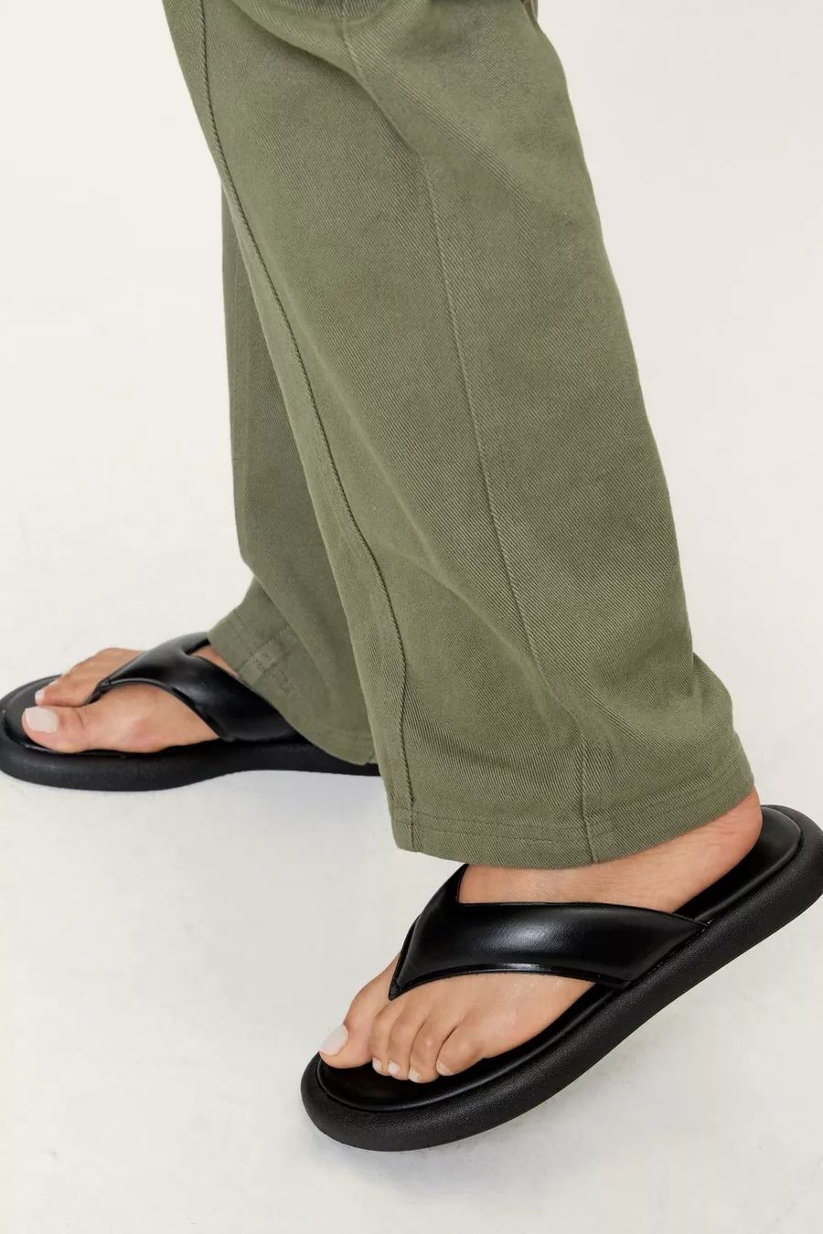 Faux Leather Padded Toe Thong Sandals | Nasty Gal (US)