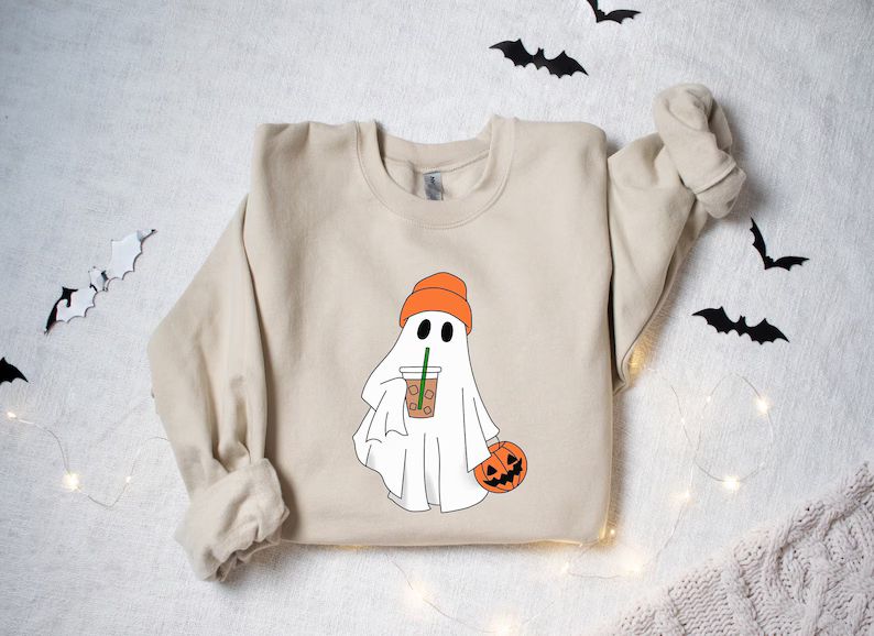 Cute Spooky Coffee Sweatshirt Womens Ghost Sweatshirt Spooky - Etsy | Etsy (US)