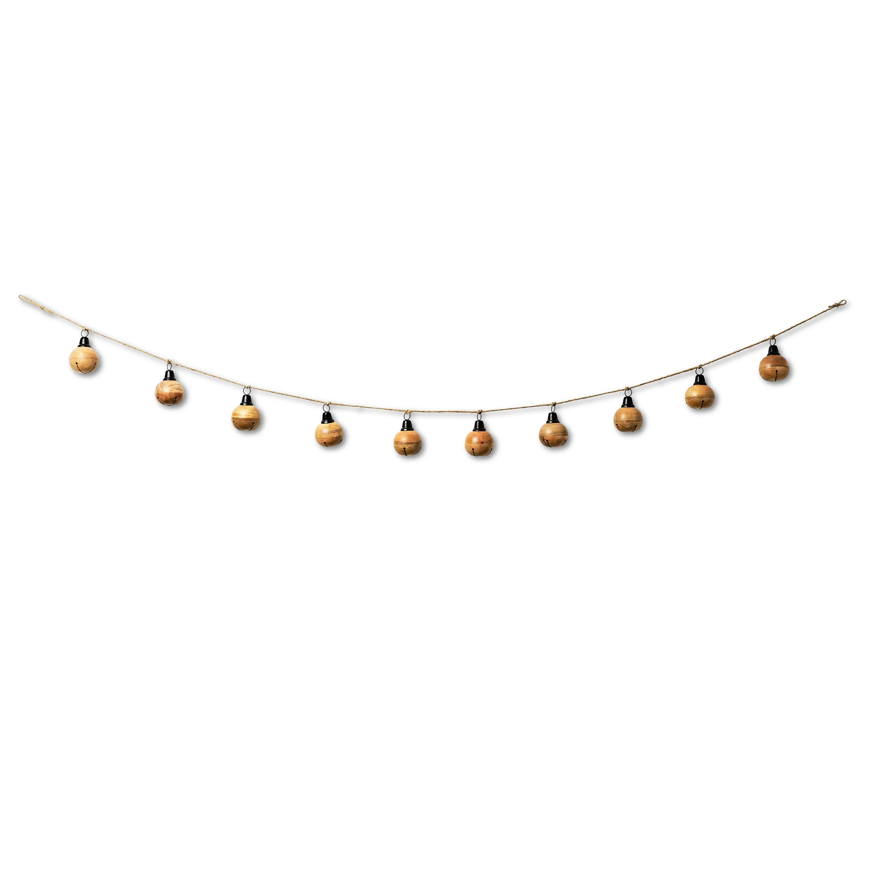 Natural Wood Jingle Bell Garland, 72 in, by Holiday Time | Walmart (US)