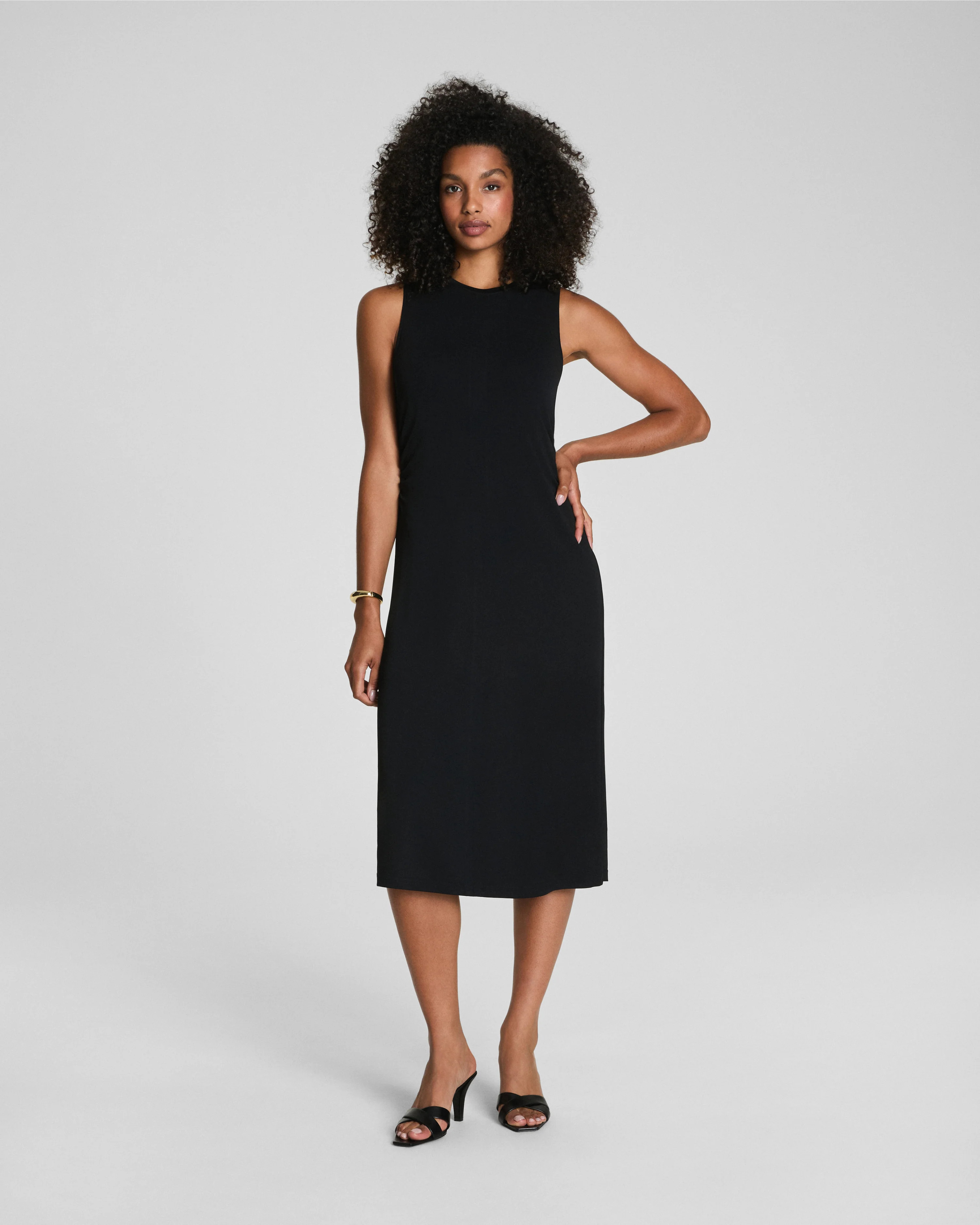 Ruched Midi Dress – Sleek Jersey Crewneck Fitted | SPANX | Spanx