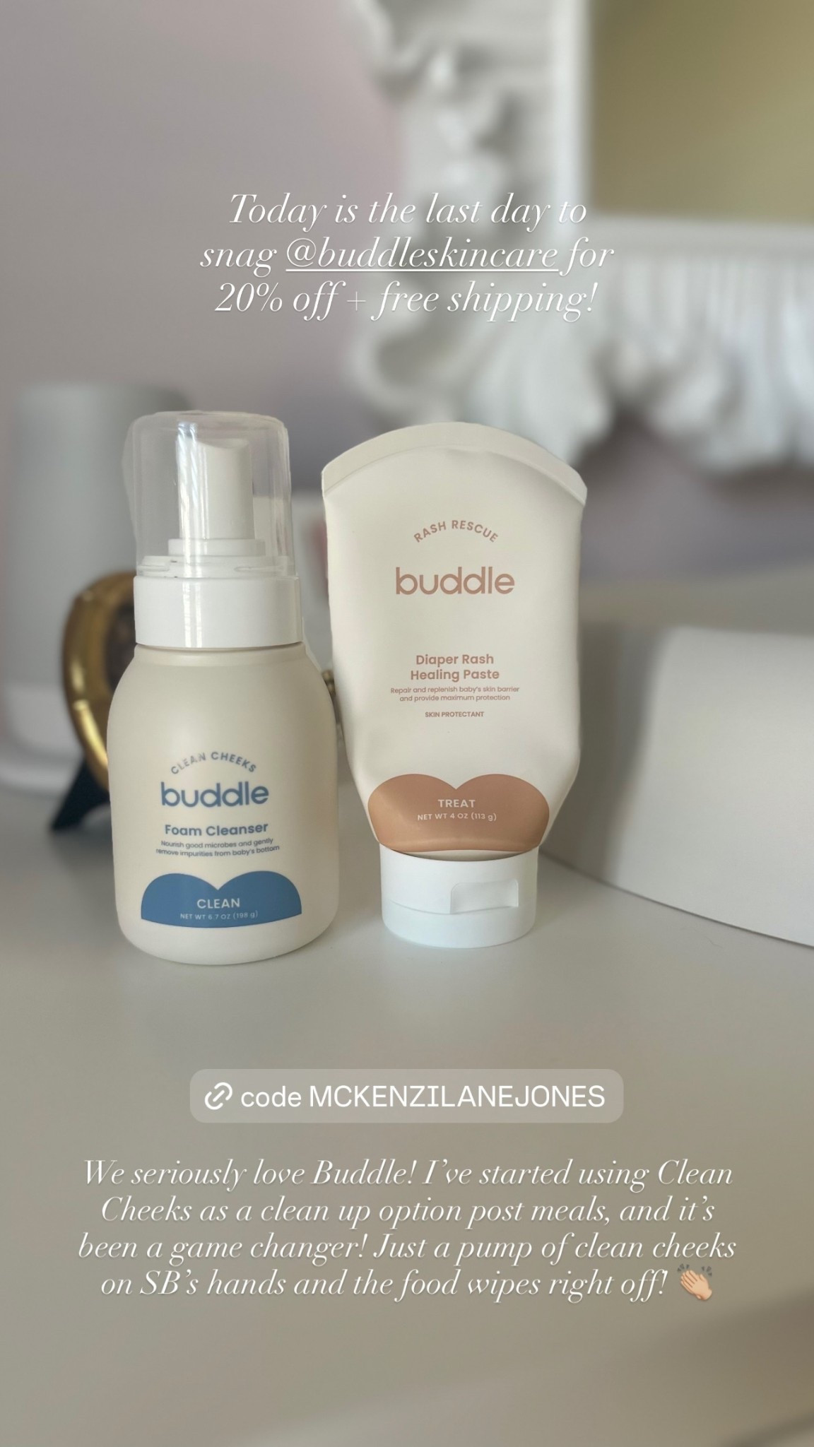 Today is the last day to snag @buddleskincare for 20% off + free shipping!  We seriously love Buddle! I’ve started using Clean Cheeks as a clean up option post meals, and it’s been a game changer! Just a pump of clean cheeks on SB’s hands and the food wipes right off! 👏🏼 

#LTKFindsUnder50 #LTKSaleAlert #LTKBaby