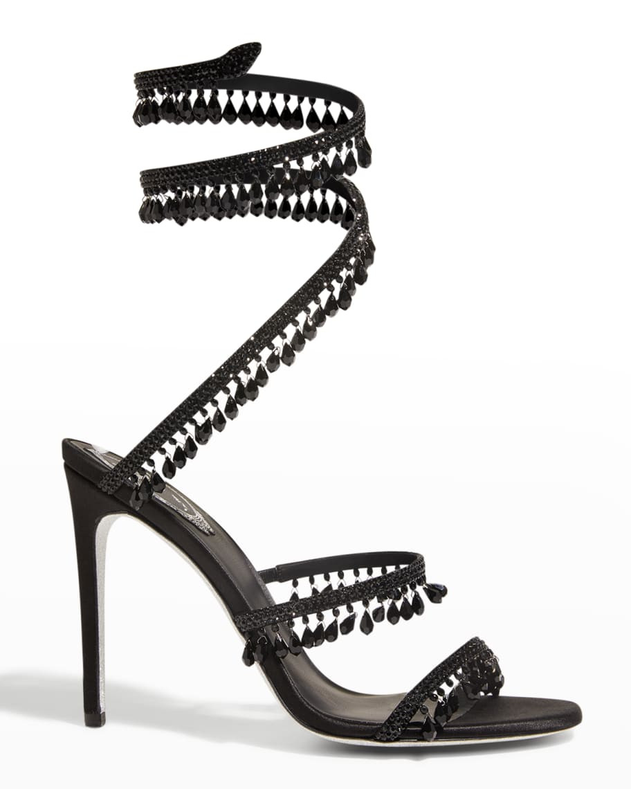 Rene Caovilla Chandelier Beaded Ankle-Wrap Sandals | Neiman Marcus
