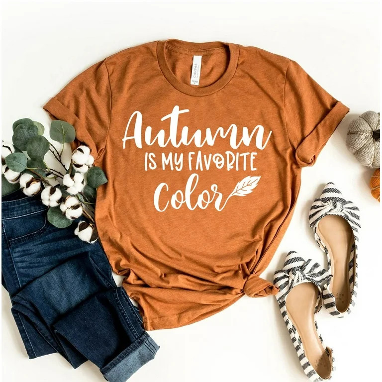 Autumn Is My Favorite Color T-shirt Pumpkin Shirts Nature Tee Women's Fall Tshirt Thanksgiving Gi... | Walmart (US)