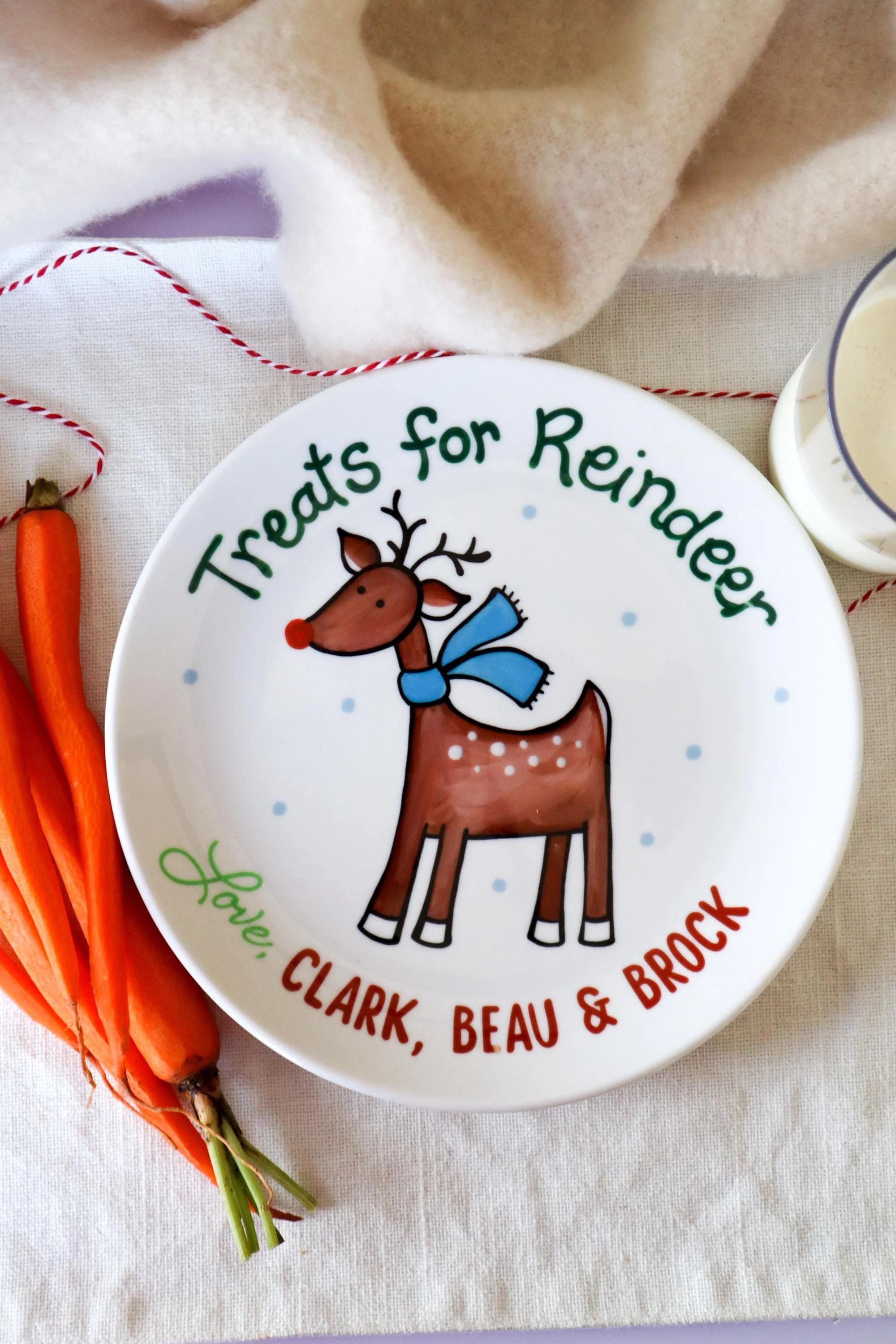 Personalized Christmas Plate for Kids: Reindeer Treats Ceramic Plate | Etsy (Global)