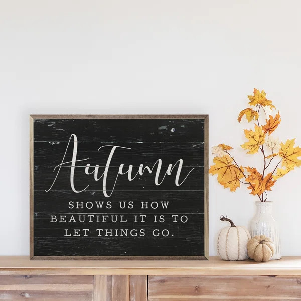Autumn Framed On Wood Textual Art | Wayfair North America