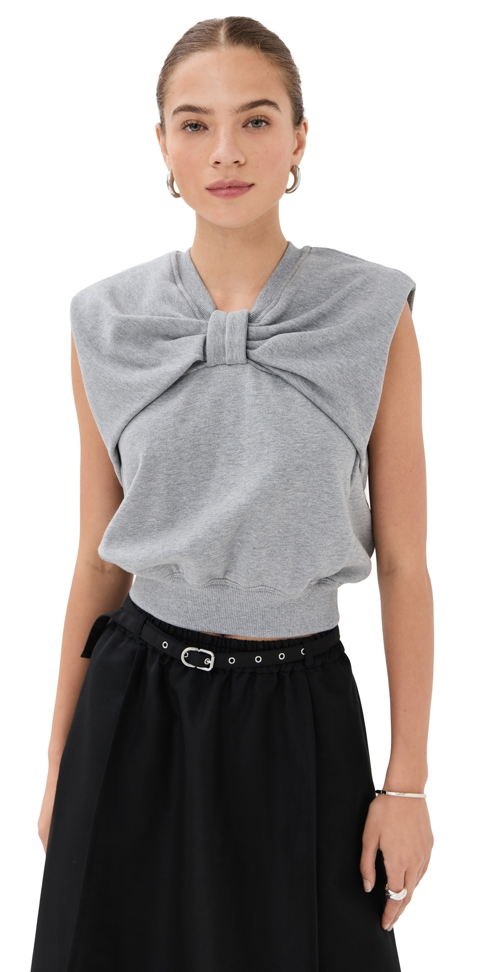 3.1 Phillip Lim Draped Bow Top Grey Melange L | Shopbop