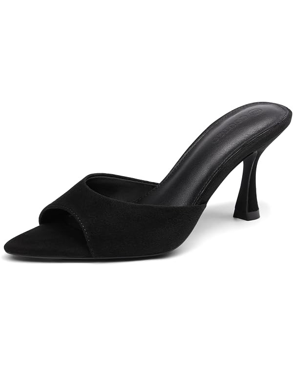 Coutgo Womens Kitten Heel Sandals Heeled Mules Pointed Open Toe High Heels | Comfortable, Sexy, S... | Amazon (US)