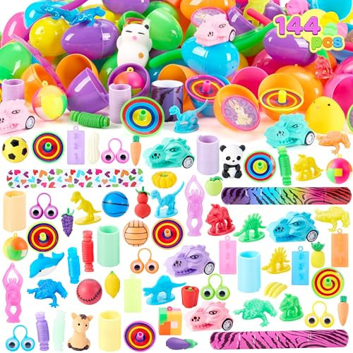 JOYIN 144 PCS Prefilled Easter Eggs with Assorted Toys for Easter Egg Hunt, Party Favors, Basket Stuffers, Classroom Prize Supplies | Amazon (US)