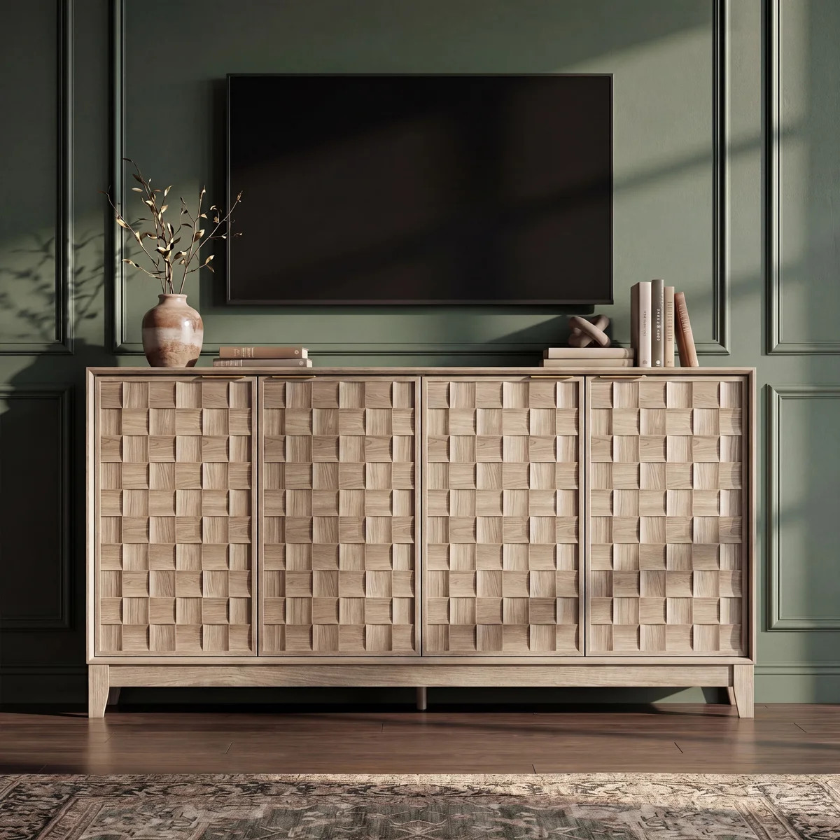 George Oliver Valdean 60'' Wide Sideboard Buffet with Solid Wood Legs and Adjustable Shelves & Re... | Wayfair North America