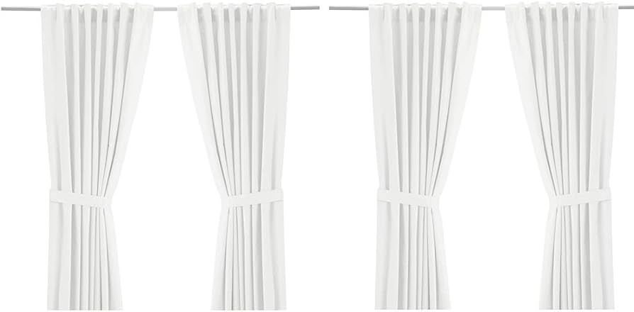 IKEA Ritva 401.119.92 White Curtain Set, 2 Panels with Tie-Backs - Size: W: 57" x L98, 100% Cotto... | Amazon (US)