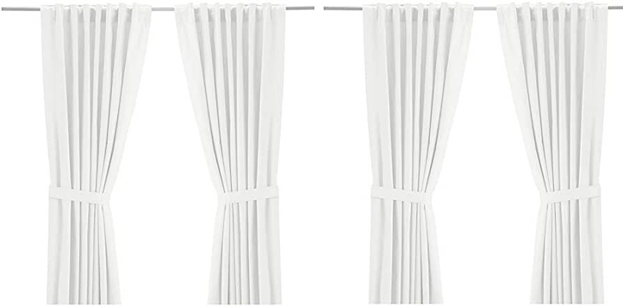 IKEA Ritva 401.119.92 White Curtain Set, 2 Panels with Tie-Backs - Size: W: 57" x L98, 100% Cotto... | Amazon (US)