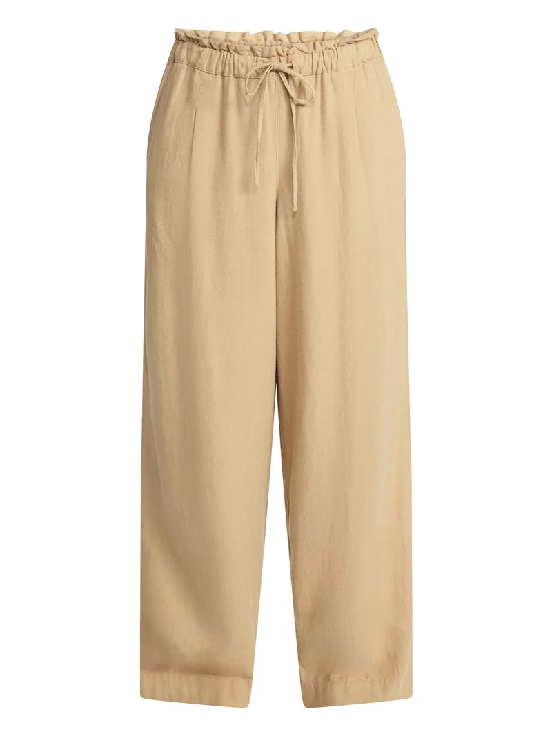 Time and Tru Women's Wide Leg Linen Blend Pants, Sizes XS-XXXL | Walmart (US)