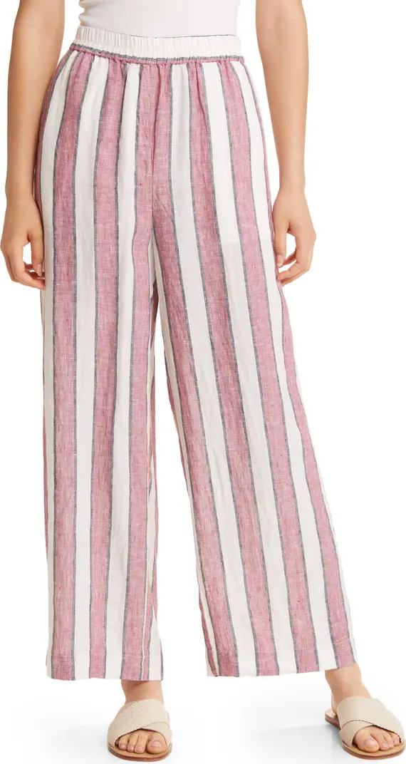 Parini Stripe Wide Leg Linen Trousers | Nordstrom