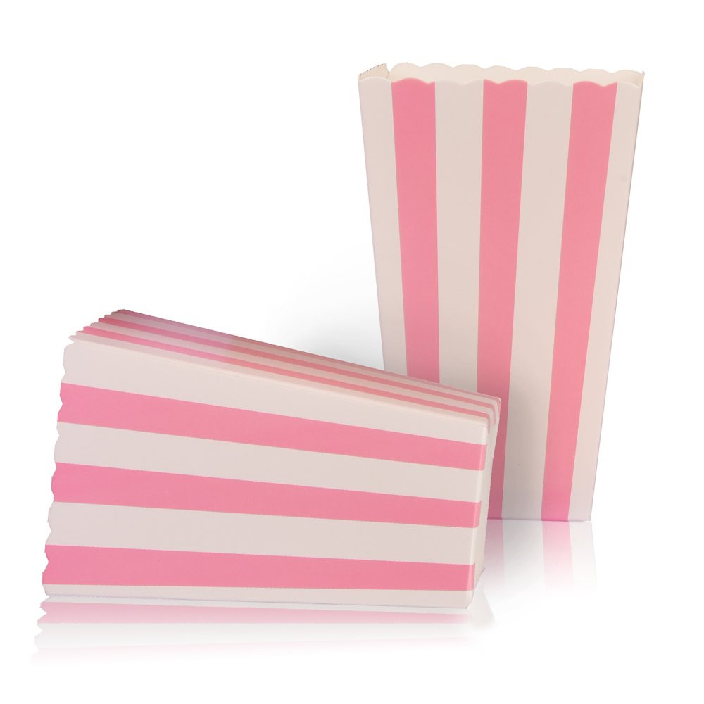 24pcs Striped Paper Popcorn Boxes for Party Favor Supplies (Pink) | Amazon (US)