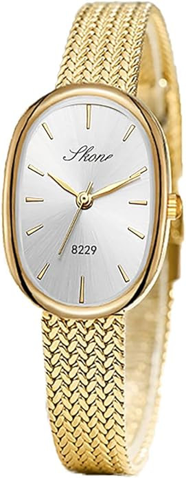 Reginald Elegant Oval Gold Watches for Women Easy Reader Watch Fashion Women Quartz Stainless Ste... | Amazon (US)