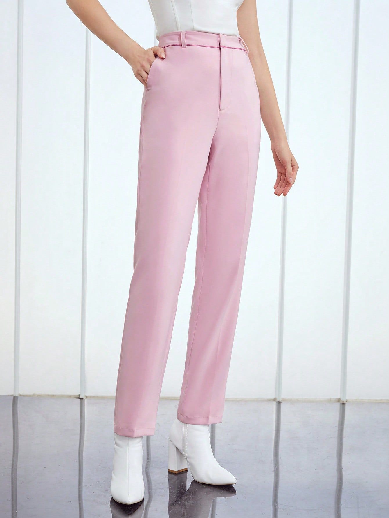 MOTF PREMIUM PINK SUIT PANTS WITHOUT BELT5.00(14) | SHEIN