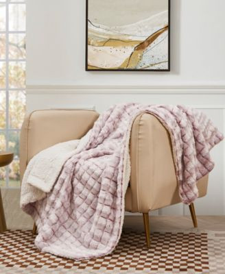 Royal Luxe Reversible Micromink to Faux-Sherpa Tie-Dye Throw, 50" x 60", Exclusively at Macy's - Pale Blue/Navy | Macy's