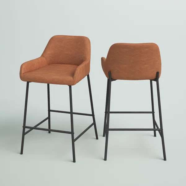 Greely Upholstered 24.75'' Counter Stool with Metal Frame | Wayfair North America