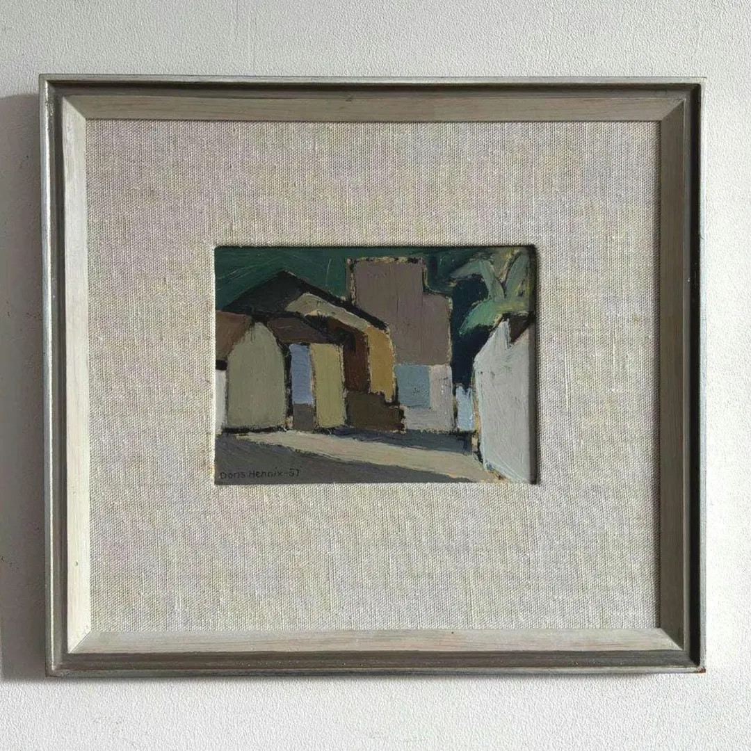 Vintage “ABSTRACT HOUSES II” original Swedish framed oil painting on board signed linen mount | Etsy (US)
