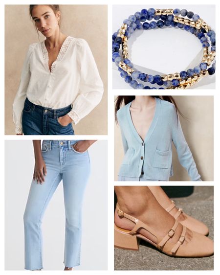 Starting with my base of jeans and a white top, then adding this luxurious silk and cotton cardigan and a pop of color on my wrist. #springwardrobe #whitelaceblouse #maryjanes

#LTKmidsize #LTKstyletip #LTKover40