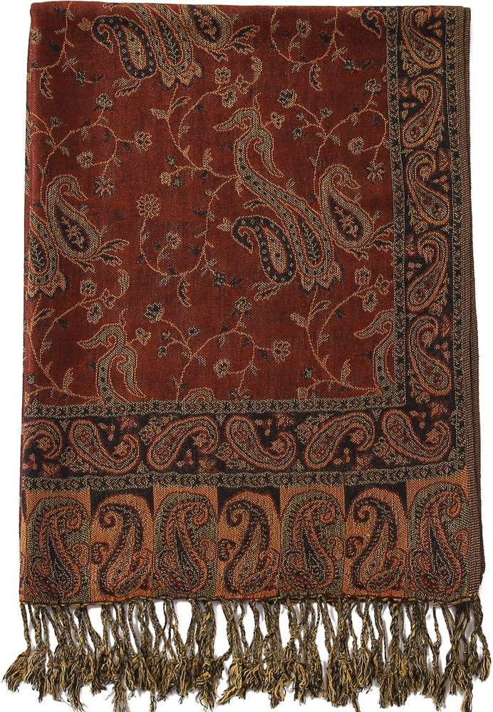Becolored Paisley Flowers Borders Pattern Pashmina Silk Scarf Shawl Wrap Blanket Reversible Comfo... | Amazon (US)