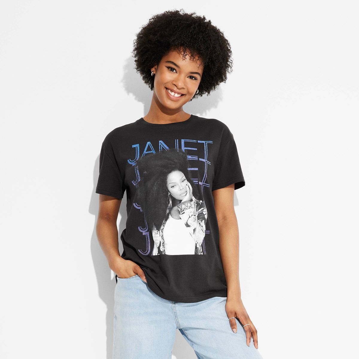 Women's Janet Jackson Short Sleeve Graphic T-Shirt - Black | Target