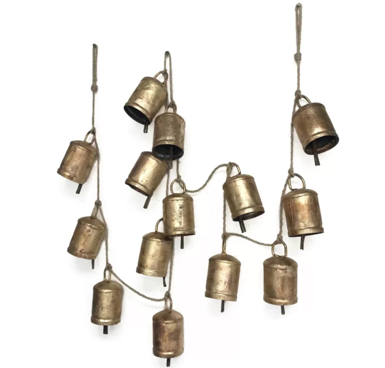 RUSTIC BELL GARLAND – 90" ANTIQUE GOLD JUTE HANGING GARLAND | The Crowded Table Co. 