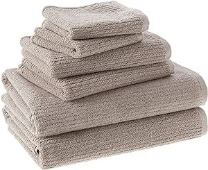 Amazon Aware 100% Organic Cotton Ribbed Bath Towels - 6-Piece Set, Taupe | Amazon (US)