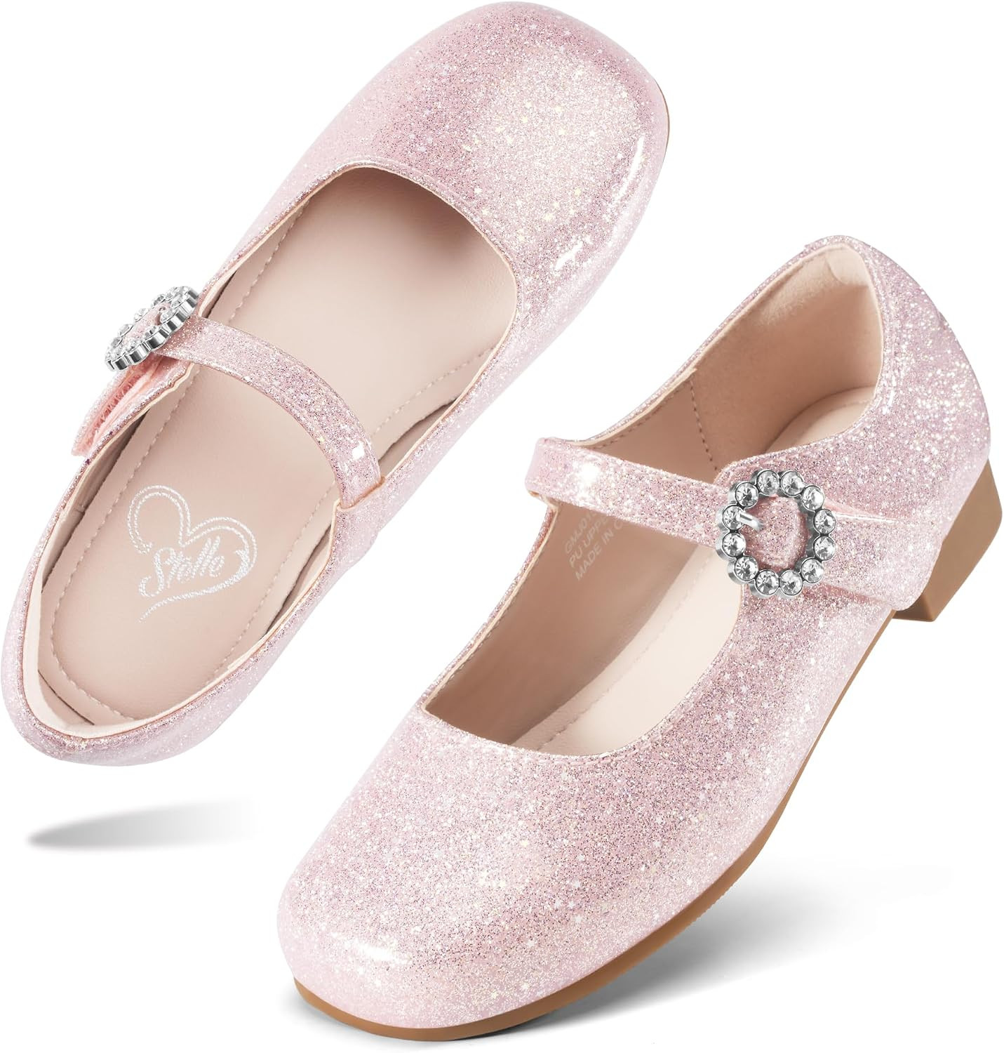 Stelle Girls Dress Shoes Rhinestone Buckle Mary Janes for School Wedding | Amazon (US)