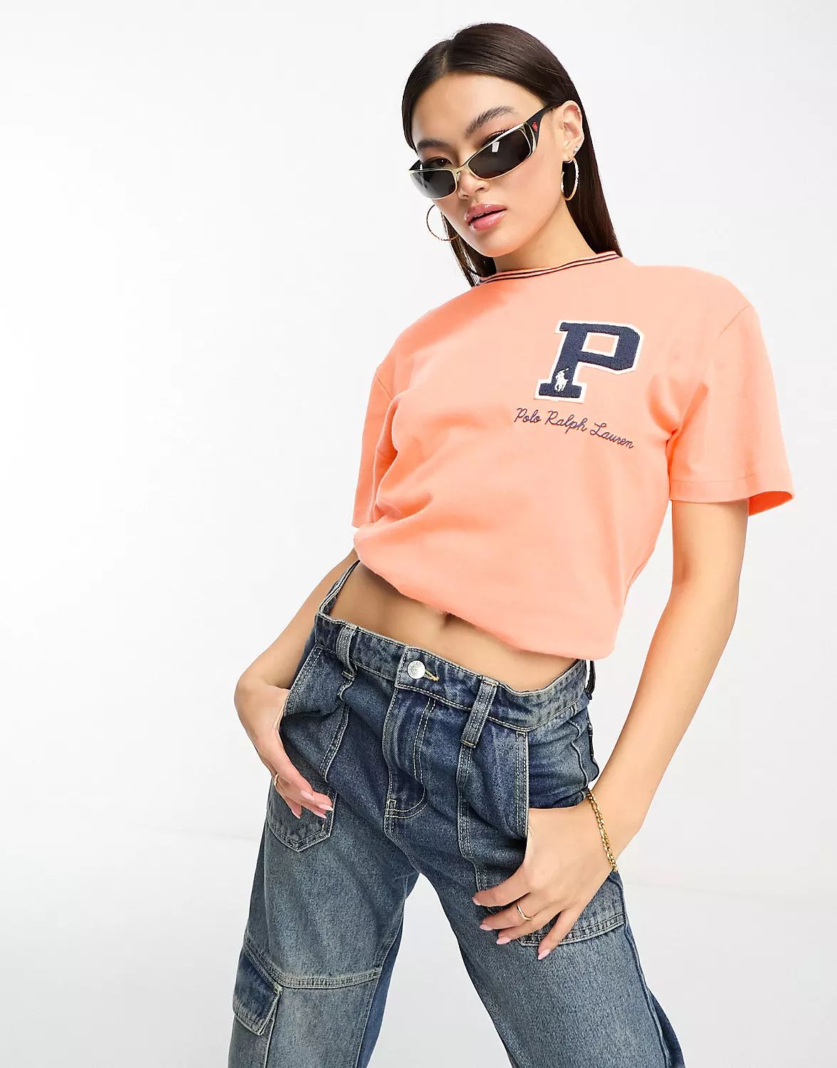 Polo Ralph Lauren x ASOS exclusive collab T-shirt in peach with logo | ASOS (Global)