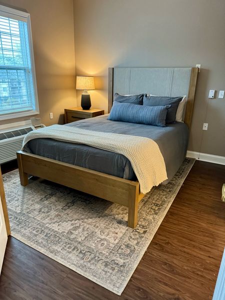 Primary bedroom, budget friendly pillows, primary, bedroom decor, bedside table lamp, neutral rug, bedroom rug, gray bedding, wooden bed

#LTKfamily #LTKstyletip #LTKhome