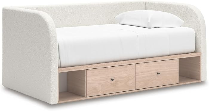 Signature Design by Ashley Shapella Boho Chic Upholstered Day Bed with Storage, Foundation or Box... | Amazon (US)