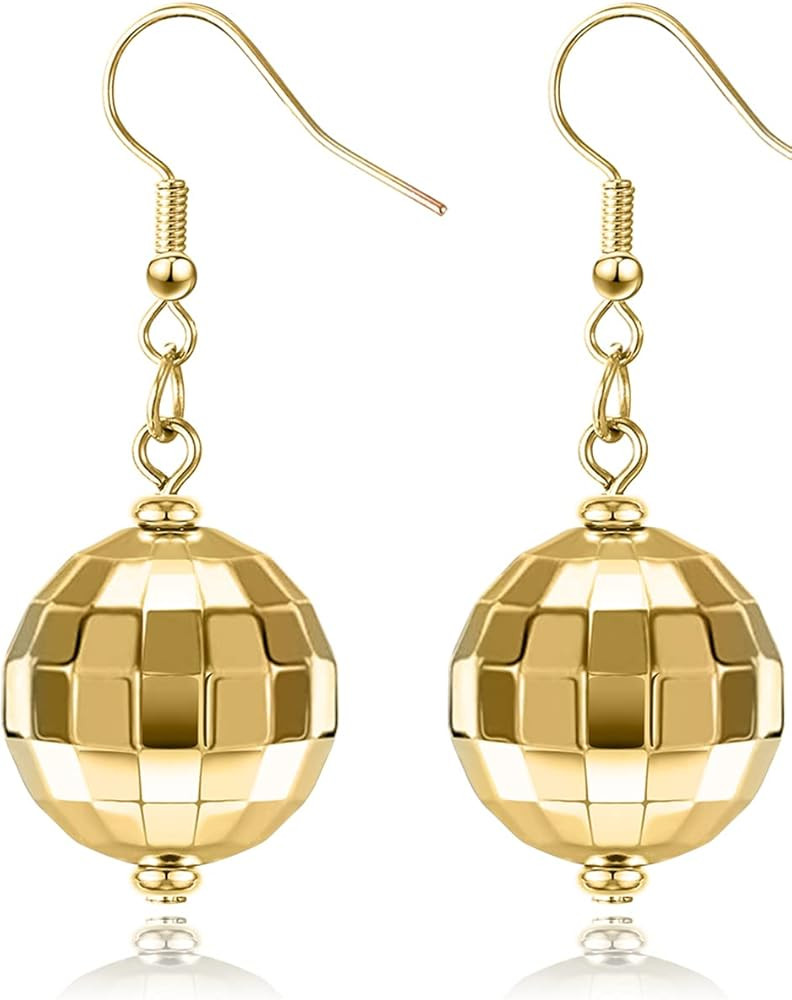 Adoshine Disco Ball Earrings for Women Silver Gold Disco Mirrorball Earrings Perfect for 70s outf... | Amazon (US)