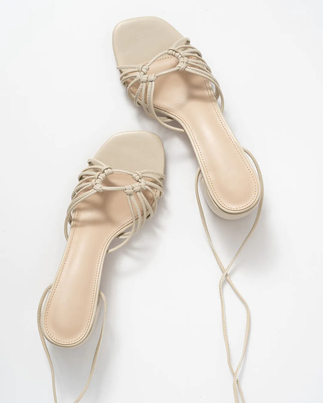 Celia Strappy Lace Up Heels - Cream | VICI