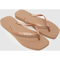 Havaianas Slim Square Logo Metallic Sandals in Rose Gold | Schuh