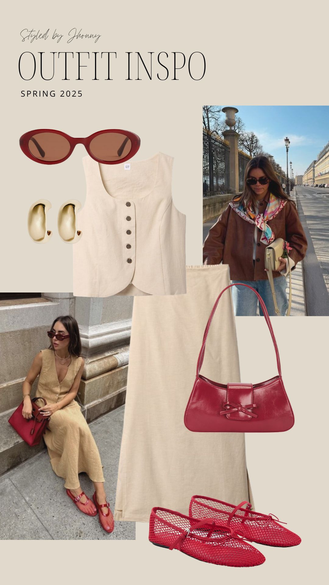 Styled by jhonny - spring outfit, travel outfit, red accessories, gold hoops  

 #LTKFindsUnder100 #LTKStyleTip #LTKShoeCrush