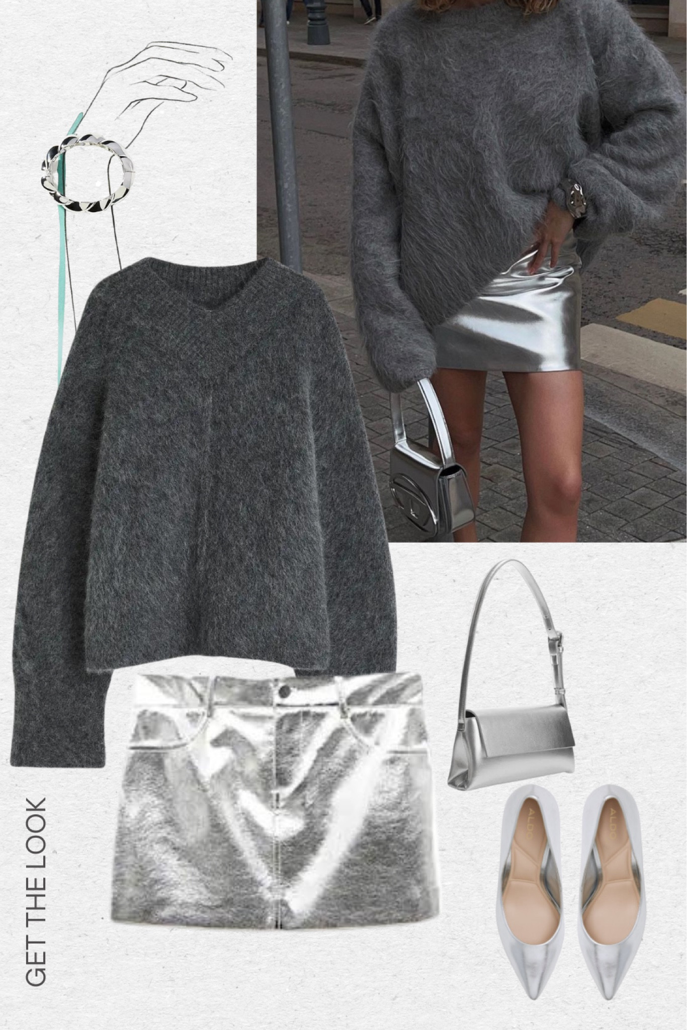 Grey outfit ideas 🩶 metallic skirt outfit! Shoes are from Aldo (Stessymid pump) 

#LTKstyletip