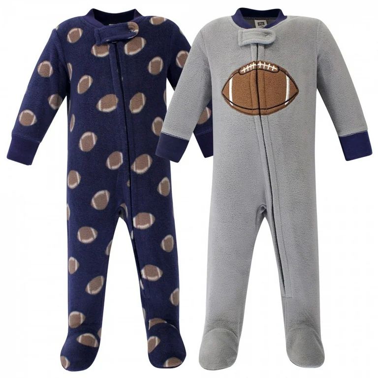 Hudson Baby Infant Boy Fleece Zipper Sleep and Play 2pk, Football, 6-9 Months | Walmart (US)
