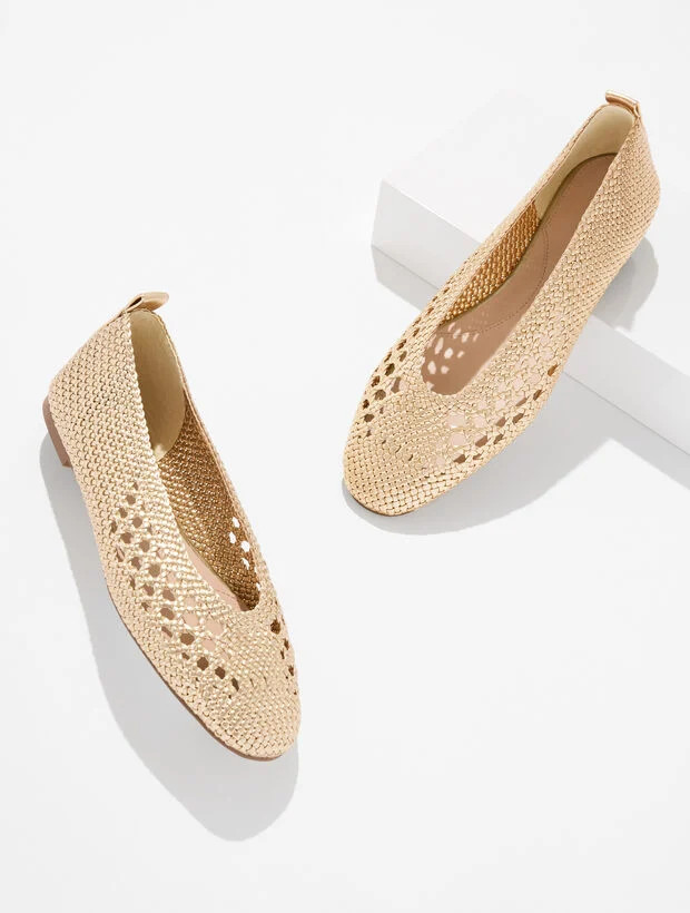 Tana Woven Metallic Ballet Flats | Talbots