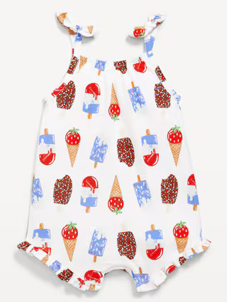 Sleeveless Tie-Knot Graphic One-Piece Romper for Baby | Old Navy (US)