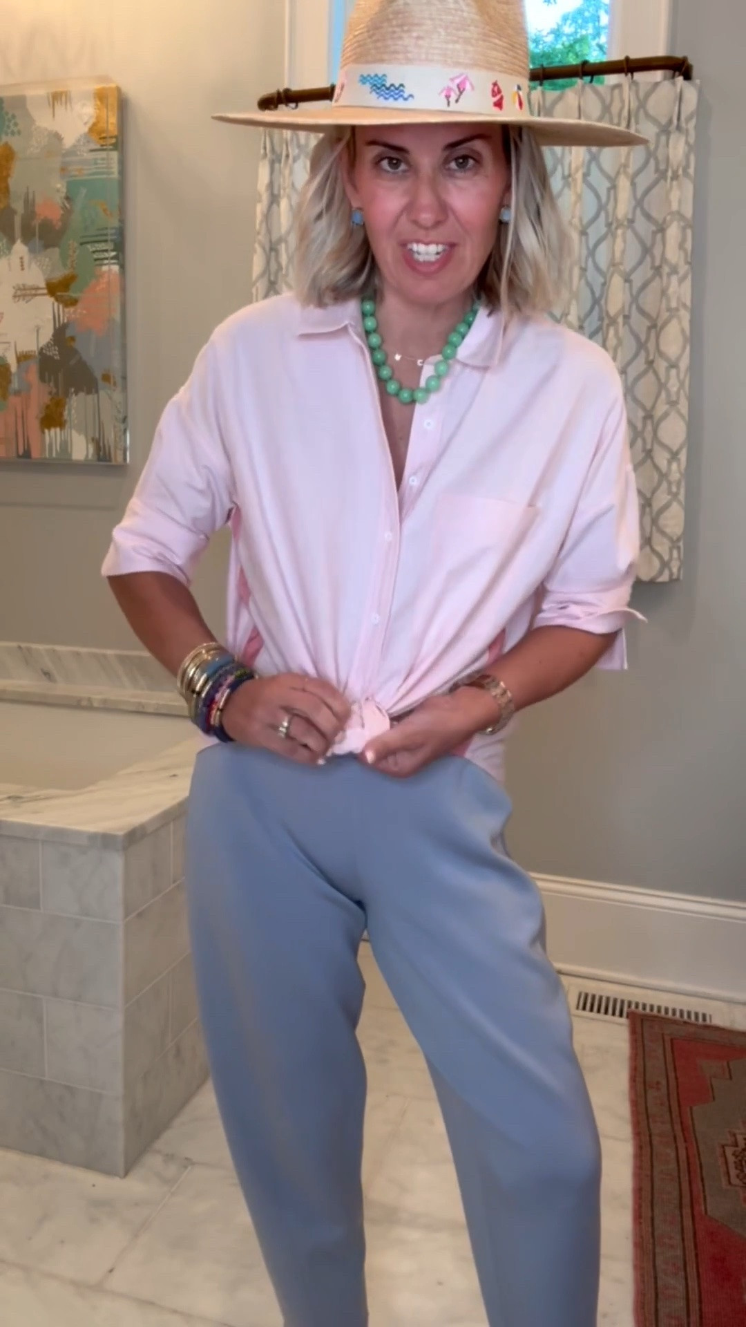 Y’all have seen me style my barrel pants this way so many times. The VIP top from closet just gets better & better. 
Top - xs 
Pants - small petite
Sandals - 8 tts
Hat - m/l
*Use my A+B code Catherine20
*Use my Sunshine Tienda code mixandmatch

#LTKdayinmylife #LTKSaleAlert #LTKmomlife