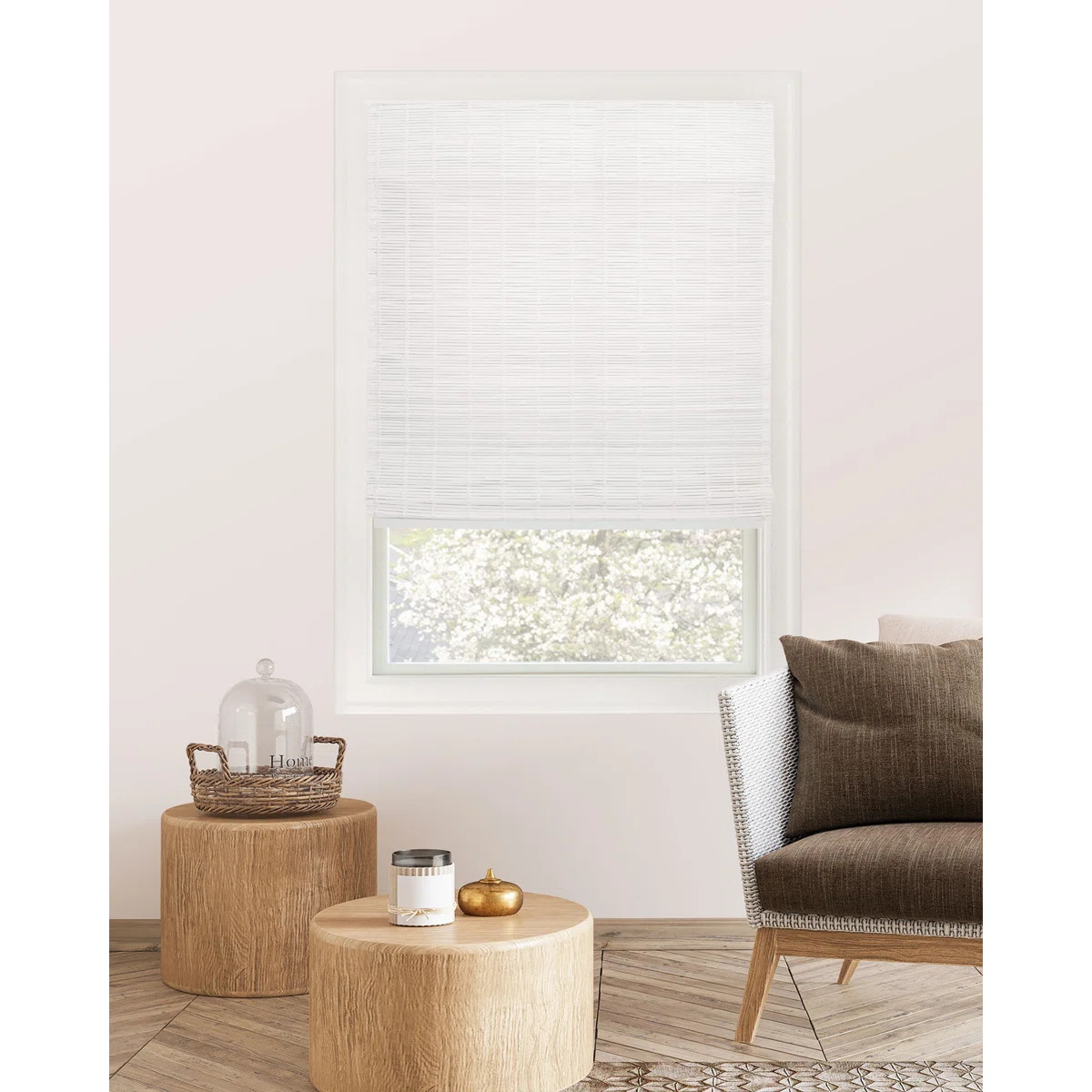 Cordless Light Filtering Woven Wood Bamboo Roman Shade with Valance | Wayfair North America
